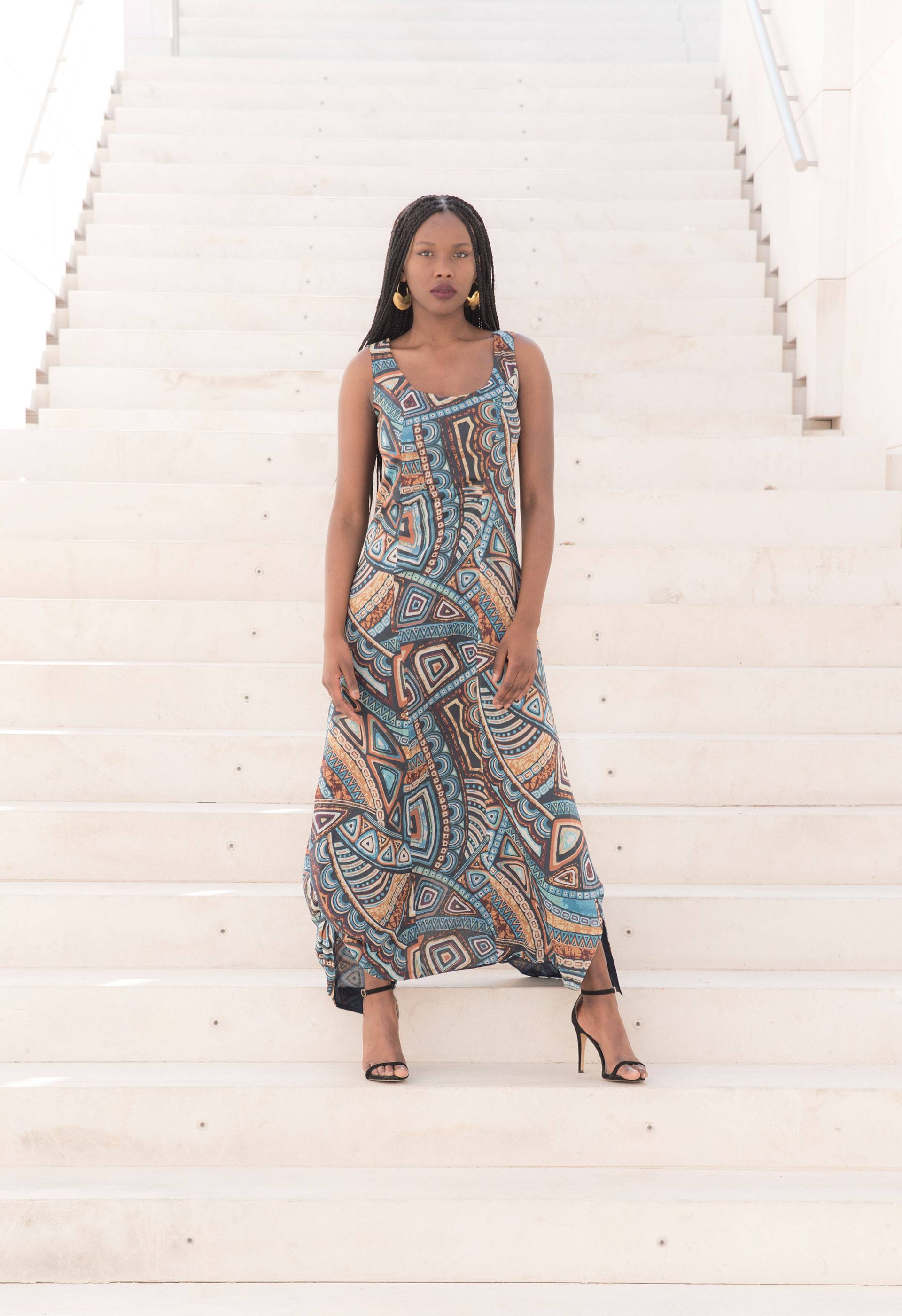 PRÊT À PORTER-CÁPSULA IO SS19 - NEW LIMITED EDITION - Vestido largo con tejido étnico africano